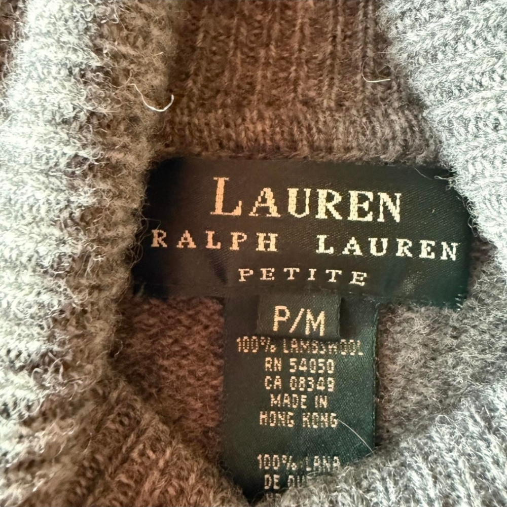 Vintage Ralph Lauren Gray Lambswool Turtleneck Ice Skaters Sweater MP - Picture 5 of 9